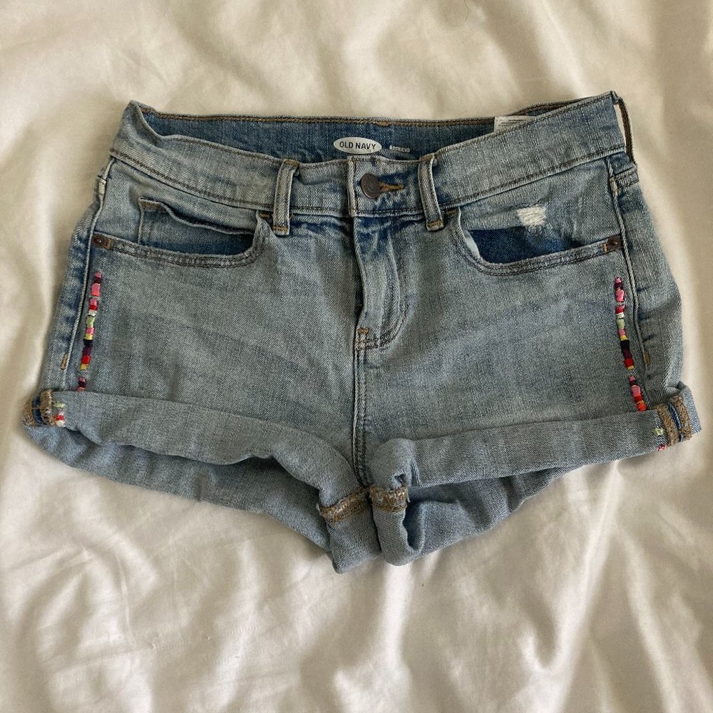 Light wash jean shorts